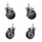 Service Caster 4'' Thermo Rubber Wheel Swivel 7/16'' Grip Ring Stem Caster Set 2 Brake, 4PK SCC-GR20S414-TPRB-TLB-716138-2-S-2 - alternate 1